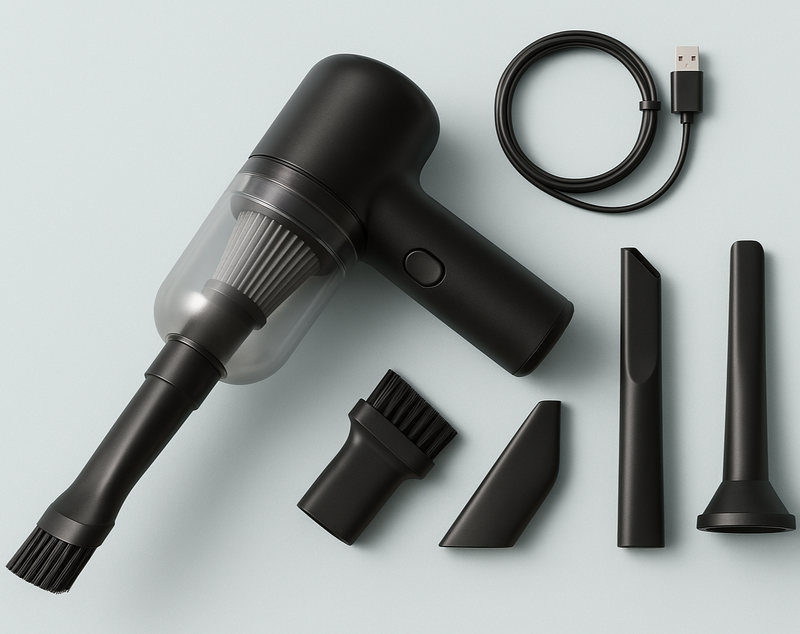 Mini Aspirador Portátil 9000 – Recarregável USB para Carro e Casa, Limpeza a Seco e Úmida