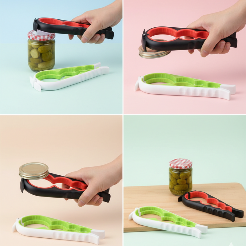 Abridor Multifuncional 4 em 1 – Para Latas, Garrafas e Tampas com Design Antiderrapante