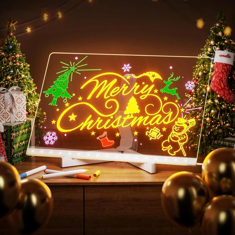 Quadro Acrílico Mágico com Luz LED – Brinquedo Educativo de Desenho e Mensagens
