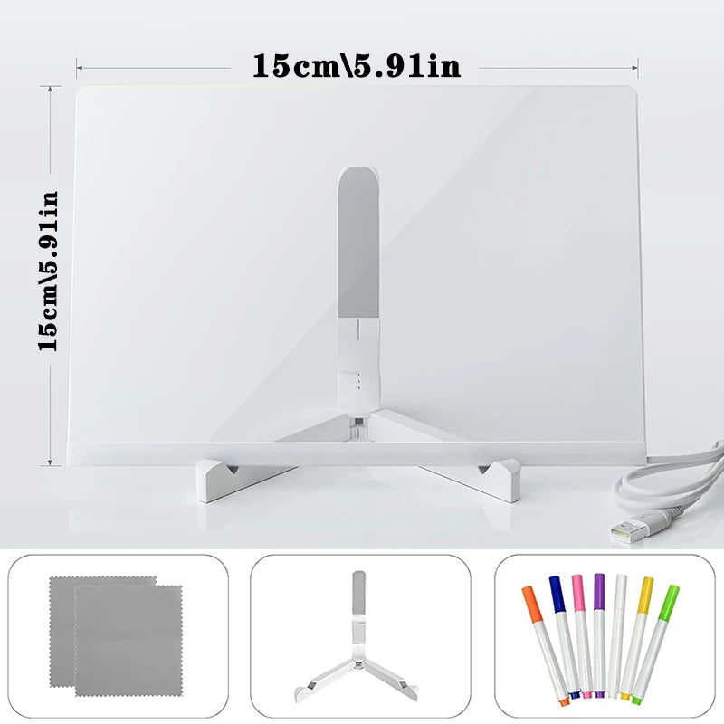 Quadro Acrílico Mágico com Luz LED – Brinquedo Educativo de Desenho e Mensagens