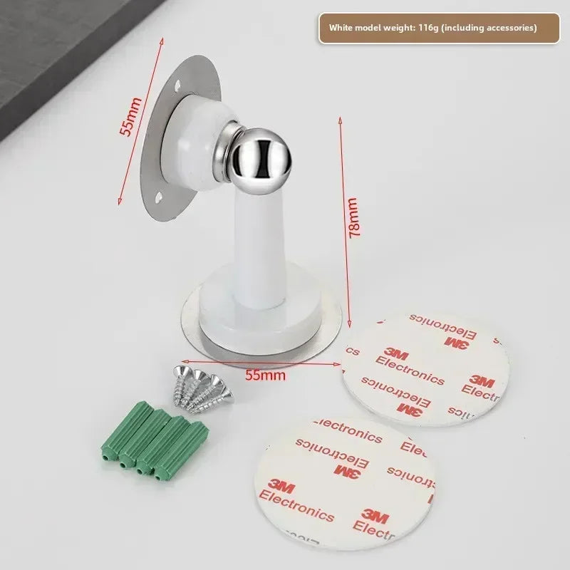 Batente Trava de Porta Magnético em Aço Inoxidável – Fixação no Piso ou Parede