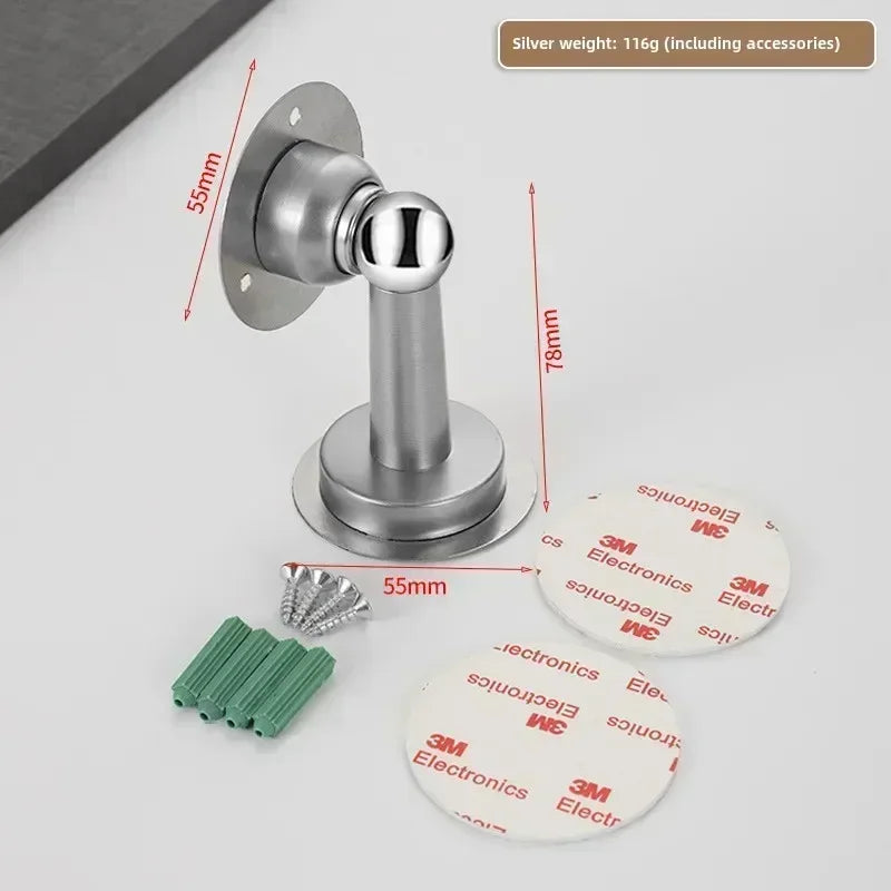 Batente Trava de Porta Magnético em Aço Inoxidável – Fixação no Piso ou Parede
